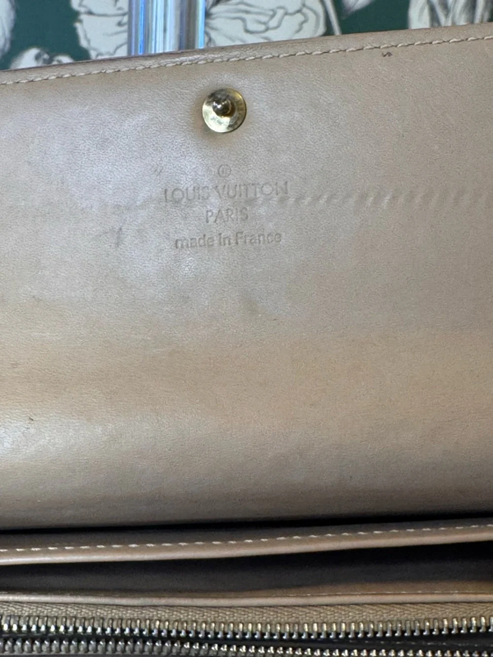 Louis Vuitton Authentic Patent Monogram Wallet in Camel